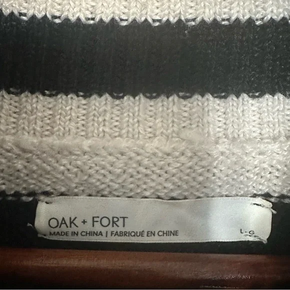 OAK + FORT Black and White Striped Turtleneck Sweater Size L - Picture 3 of 5